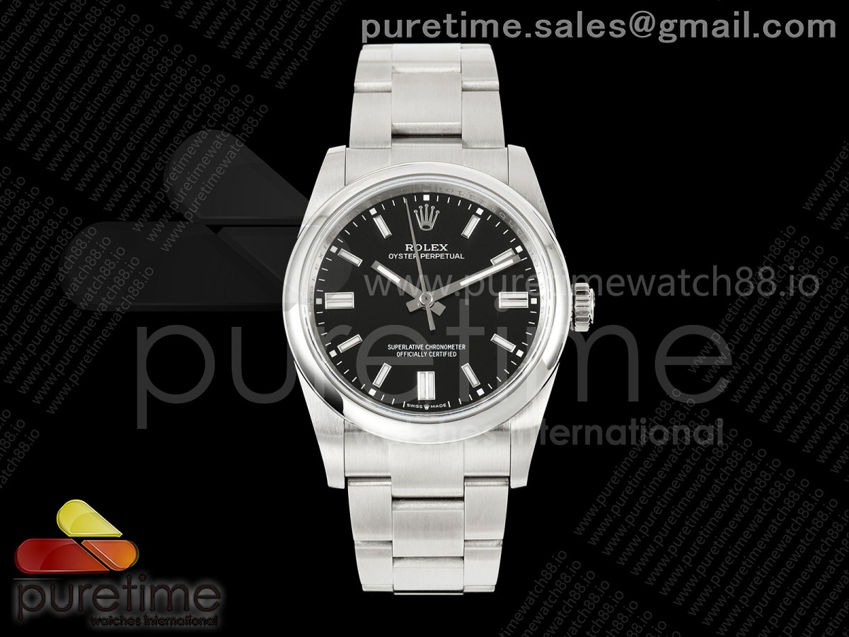 QF 롤렉스 오이스터 퍼페츄얼 36미리 블랙다이얼 스틸브레이슬릿 프리스프렁 Oyster Perpetual 126000 36mm QF 1:1 Best Edition 904L Steel Black Dial JH3230 Free Sprung