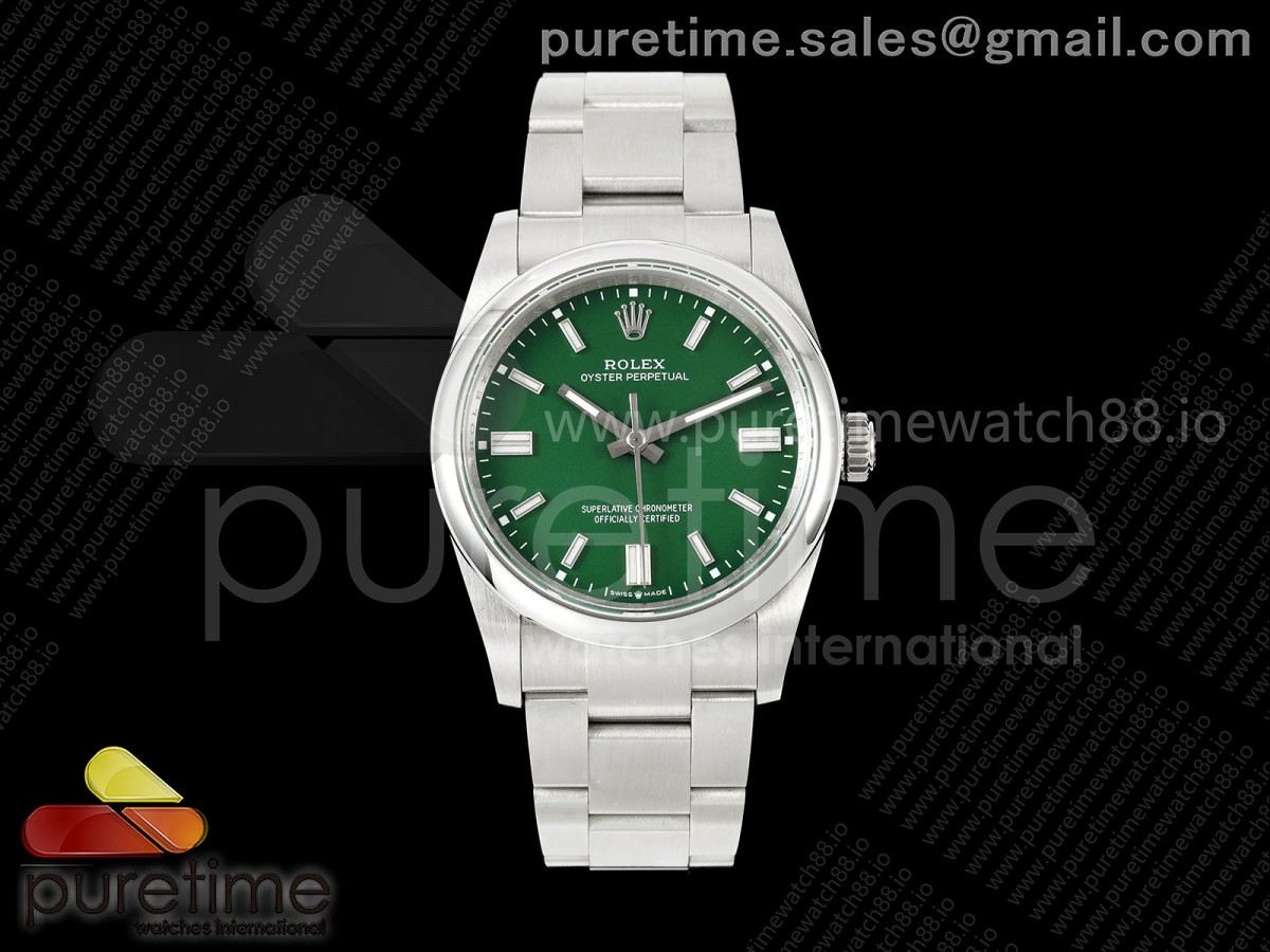 QF 롤렉스 오이스터 퍼페츄얼 36미리 그린다이얼 스틸브레이슬릿 프리스프렁 Oyster Perpetual 126000 36mm QF 1:1 Best Edition 904L Steel Green Dial JH3230 Free Sprung