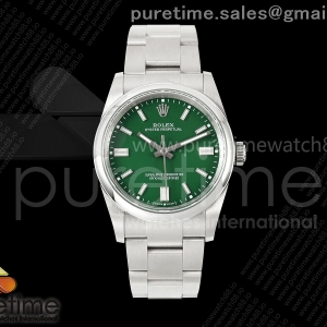 QF 롤렉스 오이스터 퍼페츄얼 36미리 그린다이얼 스틸브레이슬릿 프리스프렁 Oyster Perpetual 126000 36mm QF 1:1 Best Edition 904L Steel Green Dial JH3230 Free Sprung