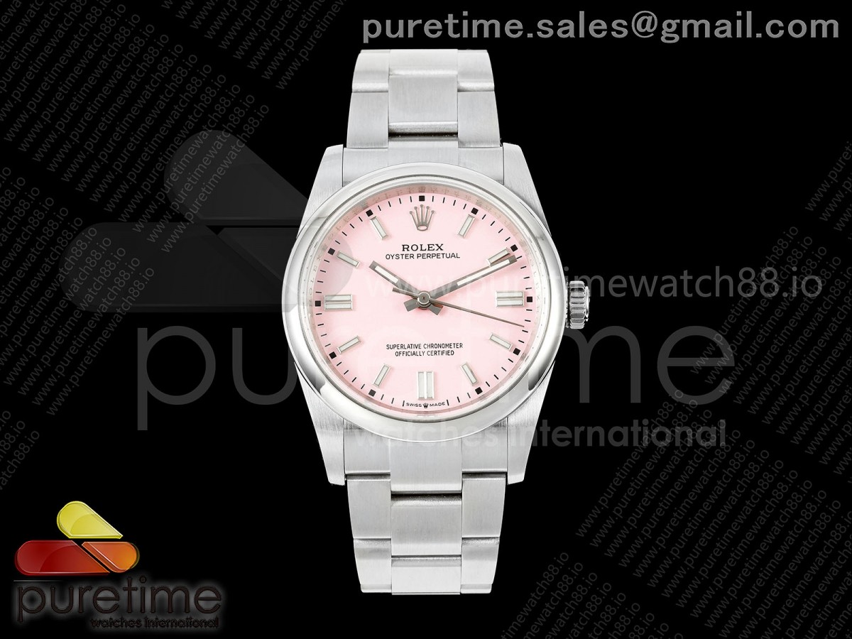 QF 롤렉스 오이스터 퍼페츄얼 36미리 핑크다이얼 스틸브레이슬릿 프리스프렁 Oyster Perpetual 126000 36mm QF 1:1 Best Edition 904L Steel Pink Dial JH3230 Free Sprung