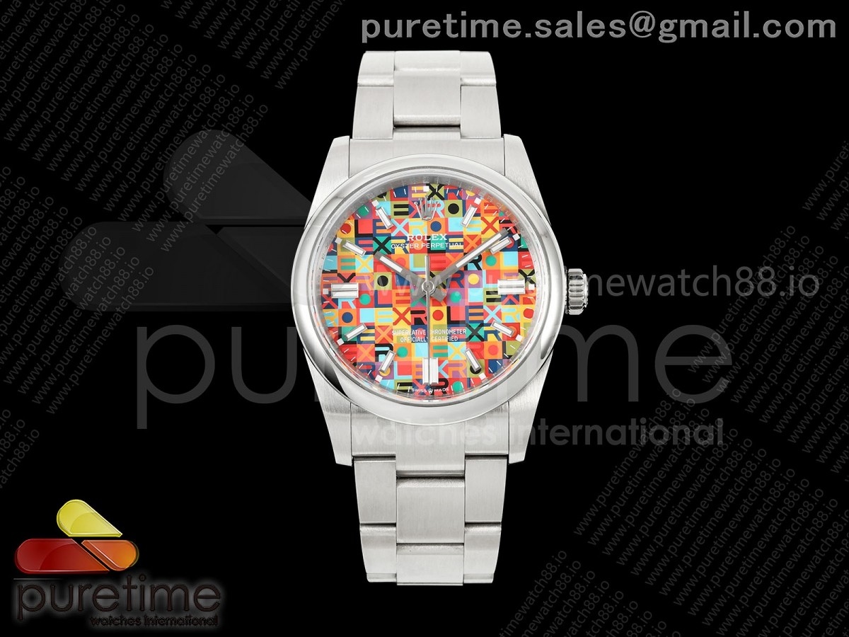 QF 롤렉스 오이스터 퍼페츄얼 36미리 멀티컬러기념다이얼 스틸브레이슬릿 프리스프렁  Oyster Perpetual 126000 36mm QF 1:1 Best Edition 904L Steel Anniversary Dial JH3230 Free Sprung
