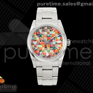 QF 롤렉스 오이스터 퍼페츄얼 36미리 멀티컬러기념다이얼 스틸브레이슬릿 프리스프렁  Oyster Perpetual 126000 36mm QF 1:1 Best Edition 904L Steel Anniversary Dial JH3230 Free Sprung
