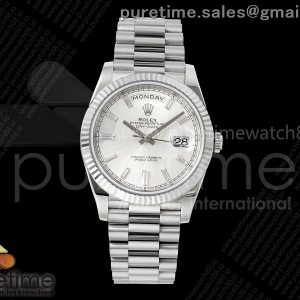 RGF 롤렉스 데이데이트40 텅스텐(Cu-W) 실버바게트다이얼 스틸브레이슬릿 210g Day Date 40 SS RGF 1:1 Best Edition Silver Crystal Dial on President Bracelet VR3255