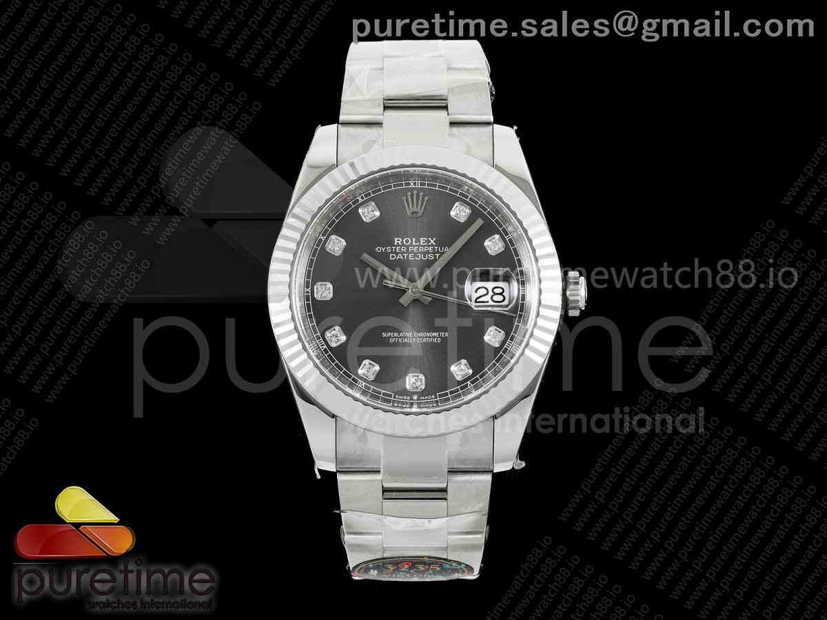 VF V공장 롤렉스 데이저스트41 그레이텐포인트다이얼 오이스터브레이슬릿 DateJust 41 126334 904L SS VF 1:1 Best Edition Gray Diamonds Dial on Oyster Bracelet DD3235