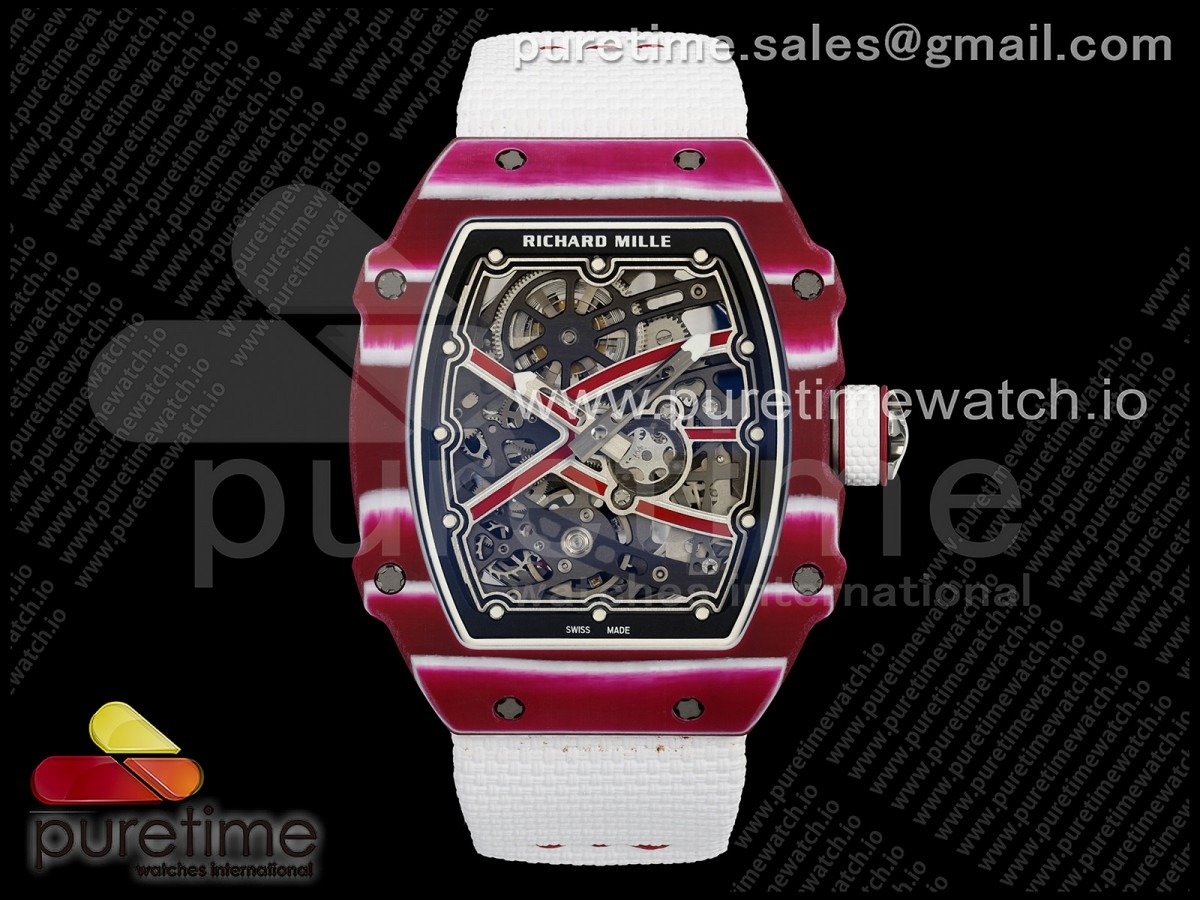 Umi Maker's V2 리차드밀 RM67-02 레드NPTP 뮤타즈 레드스켈레톤다이얼 화이트나일론스트랩 Umi Maker's RM67-02 Red NTPT Mutaz Red Skeleton Dial on Nylon strap CRMA7 Clone V2