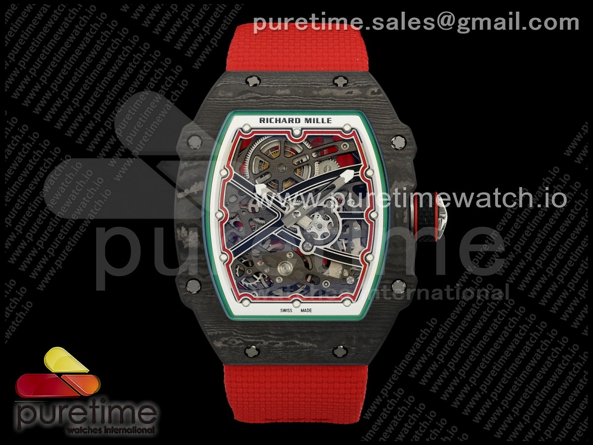 Umi Maker's V2 리차드밀 RM67-02 블랙NPTP 블랙스켈레톤다이얼 레드나일론스트랩  Umi Maker's RM67-02 Black NTPT Black Skeleton Dial on Nylon strap CRMA7 Clone V2