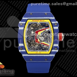 Umi Maker's V2 리차드밀 RM67-02 블루NPTP 페르난도 옐로우/레드스켈레톤다이얼 블루나일론스트랩  Umi Maker's RM67-02 Blue NTPT Fernando Yellow/Red/Blue Skeleton Dial on Nylon strap CRMA7 Clone V2