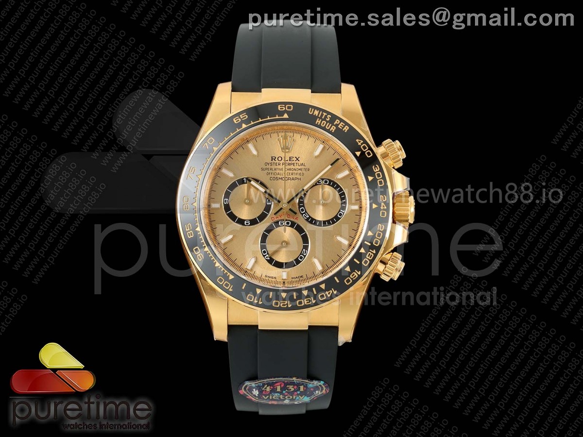 VF V공장 롤렉스 데이토나 옐로우골드 골드다이얼 블랙러버스트랩  Daytona 126518 VF 1:1 Best Edition YG Dial on Oysterflex Strap DD4131