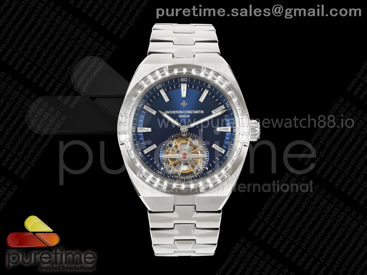 ANTF 바쉐론콘스탄틴 오버시즈 뚜르비옹 다이아베젤 블루다이얼 스틸브레이슬릿 Overseas Tourbillon SS ANTF Best Edition Blue Dial Diamonds Bezel on SS Bracelet