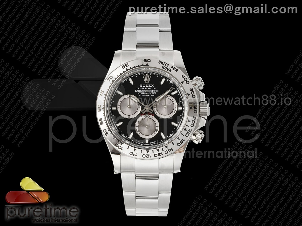 RWF 롤렉스 데이토나 텅스텐(Cu-W) 블랙/실버다이얼 스틸브레이슬릿 프리스프렁 195g Daytona 126509 RWF 1:1 Best Edition Black/Silver Dial on SS Bracelet JH4131 (Free Sprung)