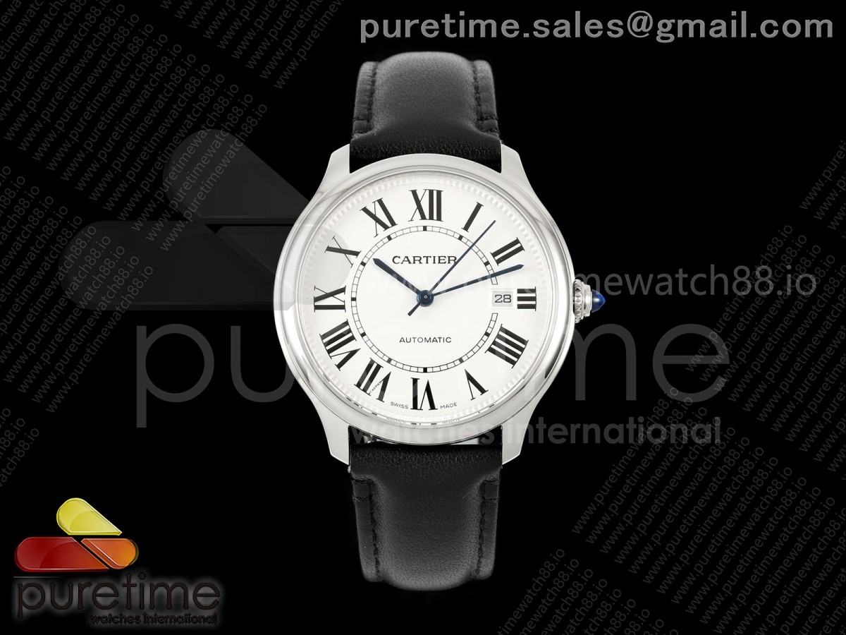BSF 까르띠에 롱드루이스 40미리 화이트다이얼 블랙가죽스트랩 Ronde Louis 40 SS BSF Best Edition White Dial on Black Leather Strap A1847