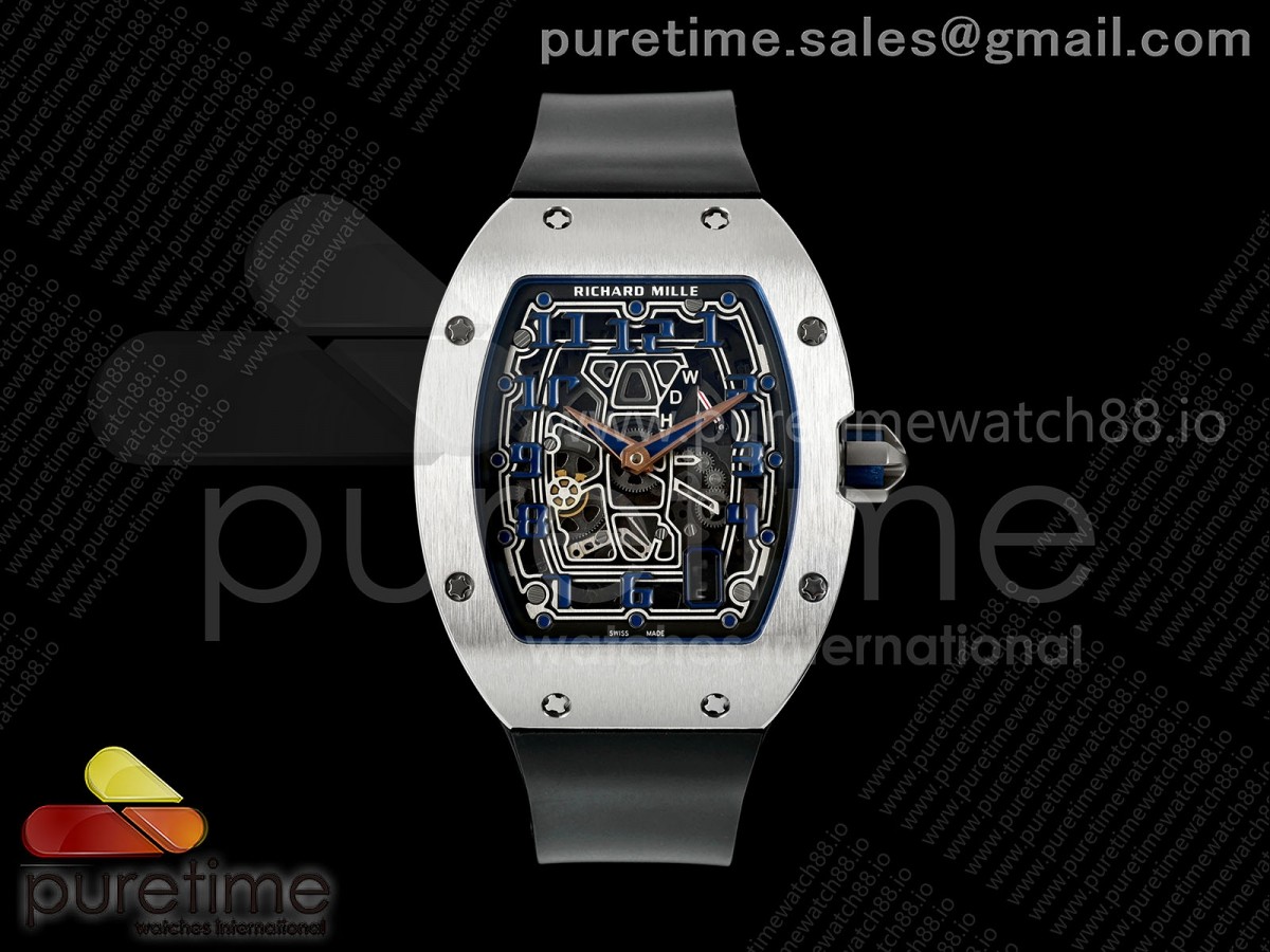 Mille Studio 밀스튜디오 리차드밀 RM67-01 티타늄 스켈레톤다이얼 블랙러버스트랩 Mille Studio RM67-01 SS Blue Skeleton Dial on Black Rubber Strap CRMA6 Clone